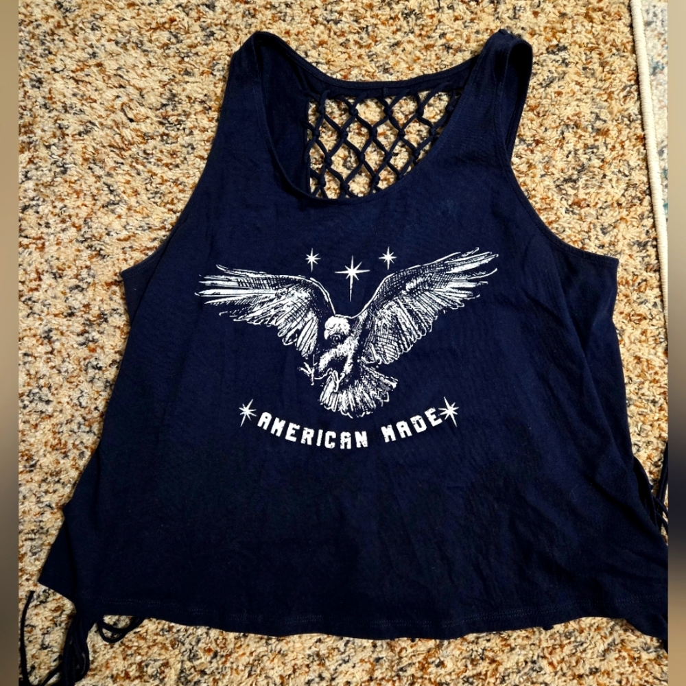 Size L Shyanne American tank, blue and white